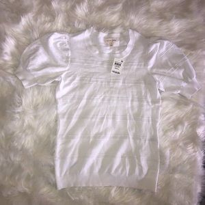 Maison Jules Short Sleeve White Sweater